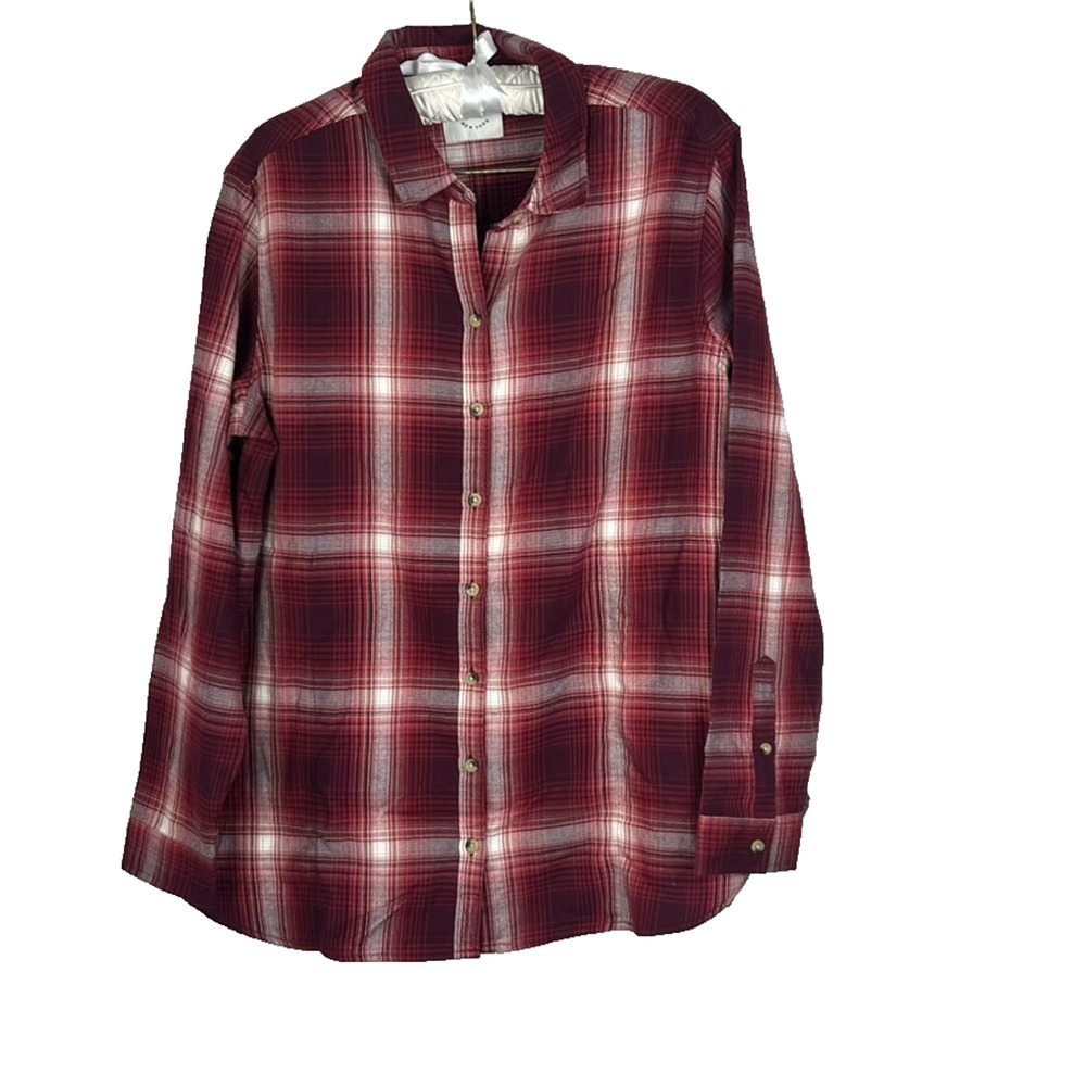 Jachs Shirt Women's Size L Girlfriend Super Soft Rusty Red Plaid Flannel Button